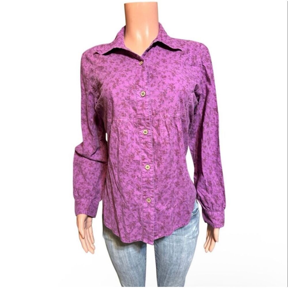 Pulp long-sleeve floral purple button-up casual top M
